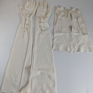 Vintage Edeltan & Kayser Women's Evening Gloves Nylon Leather Lot Of 2 Halloween
